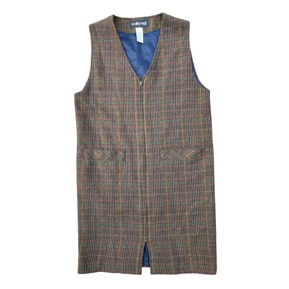 Vintage Glen Plaid Wool Blend Jumper Dress | Dark Academia Fall Layering 6P - Picture 2 of 8